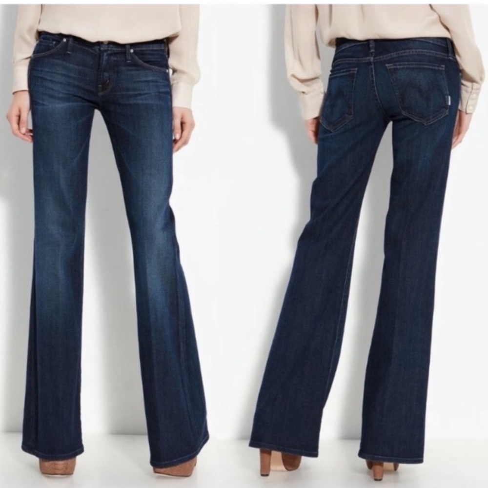 MOTHER Dark Blue Flare & Wide Leg Jeans